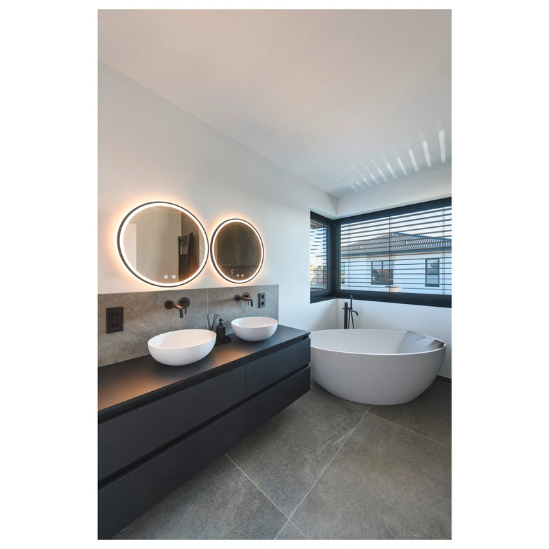 TRUKKO 60 mirror Ø 60 cm, chrome, black edge