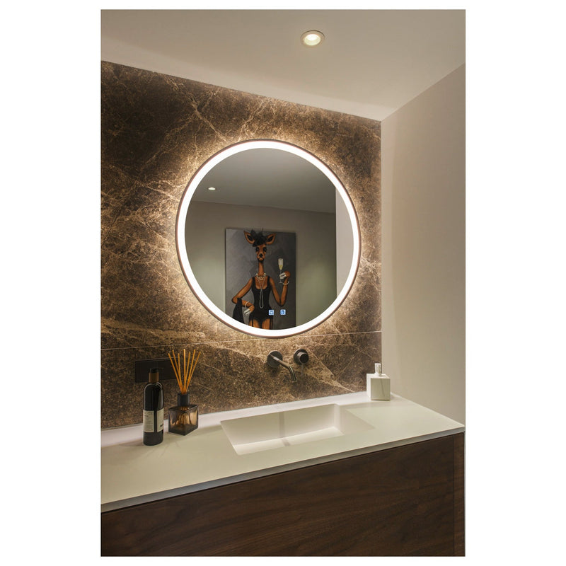 TRUKKO 80 mirror Ø 80 cm, chrome, black edge