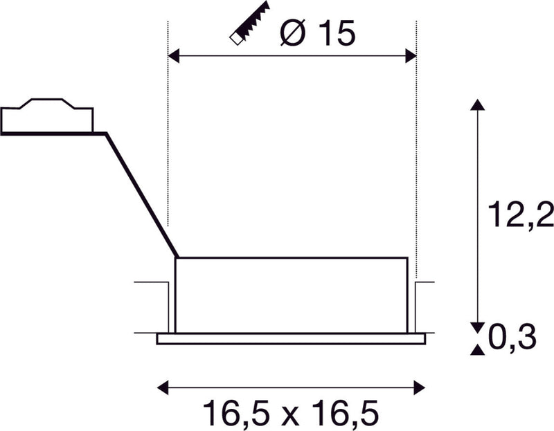 NEW TRIA 1 recessed fitting, single-headed, QPAR111, square, brushed aluminium, max. 75W, incl. leaf springs