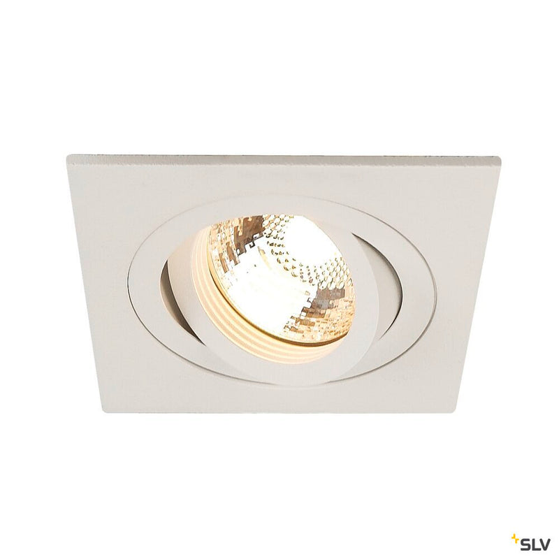 NEW TRIA 1 recessed fitting, single-headed, QPAR51, square, white, max. 50W, incl. leaf springs