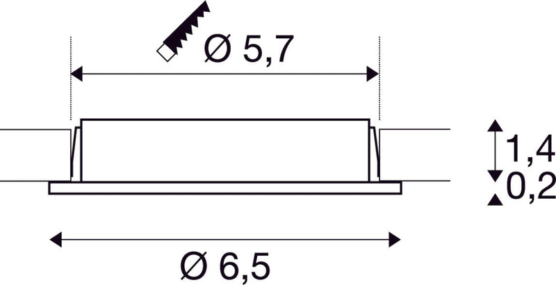 DL 126, recessed fitting, LED, 2700K, round, chrome, 2.8W