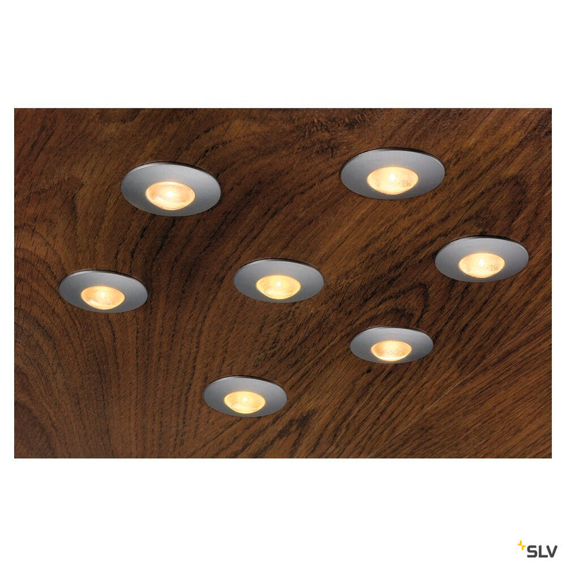 DEKLED, recessed fitting, LED, 3000K, round, silver metallic, 1W