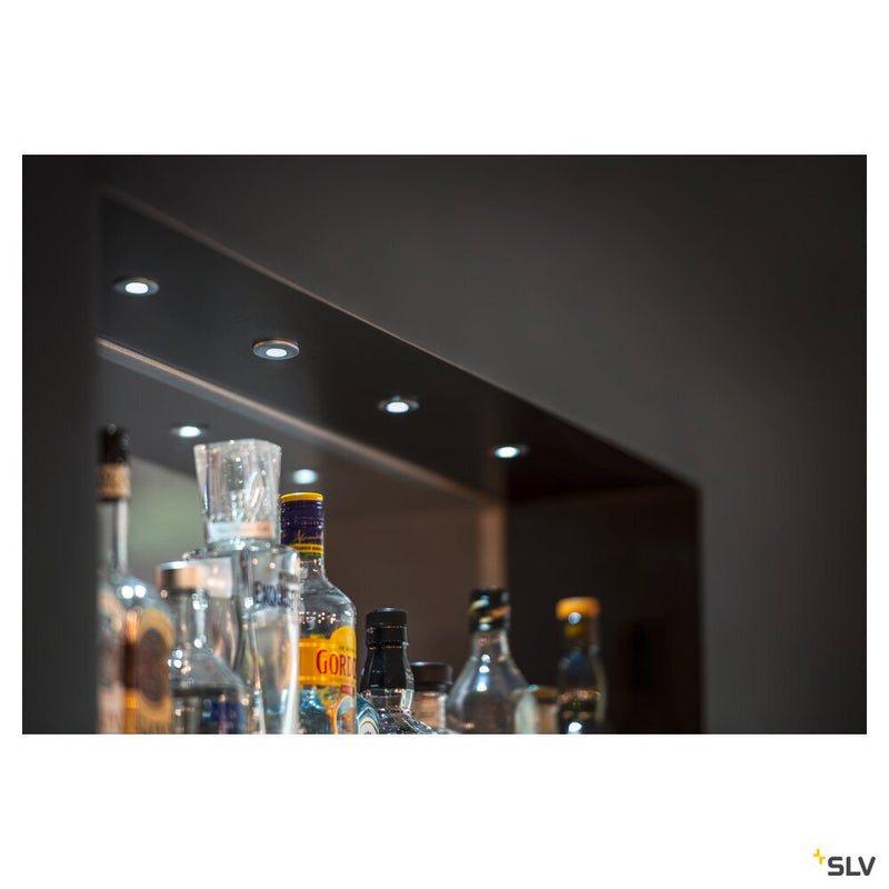 DEKLED, recessed fitting, LED, 3000K, round, silver metallic, 1W