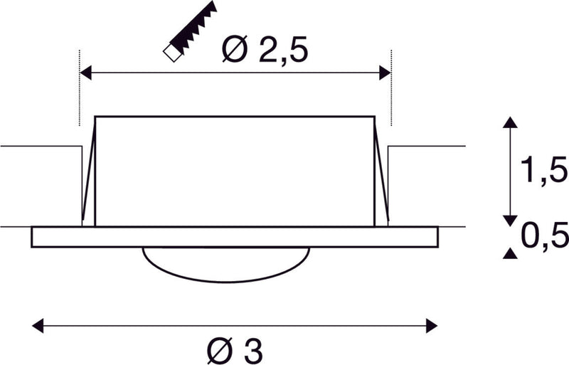 DEKLED, recessed fitting, LED, 3000K, round, silver metallic, 1W