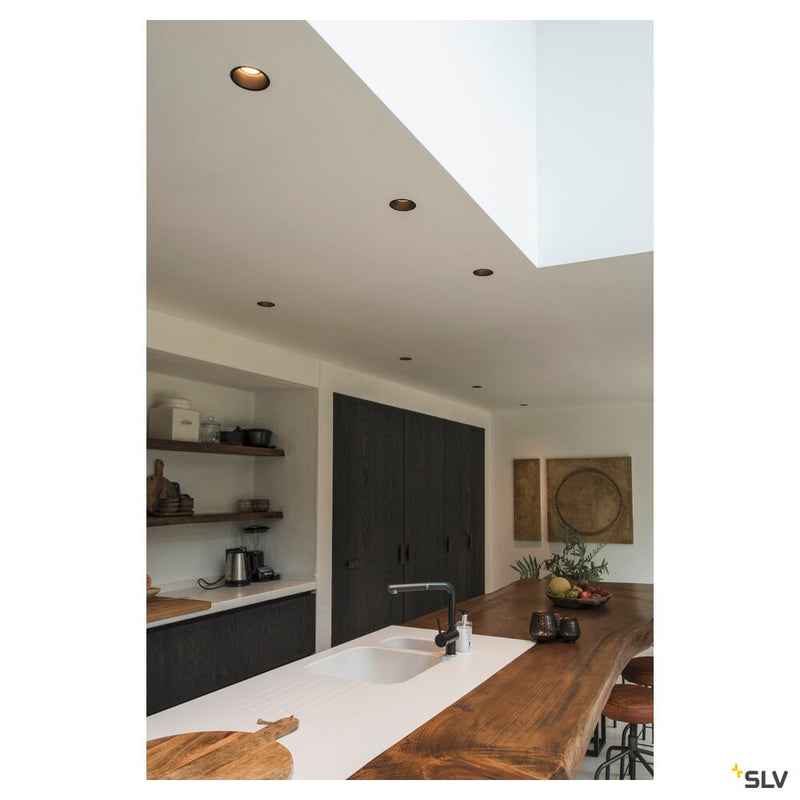 HORN-O, recessed fitting, QPAR51, round, matt black, max. 50W, incl. clip springs