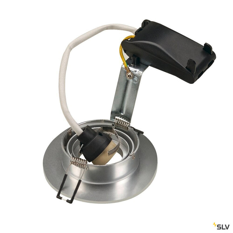 NEW TRIA XL, recessed fitting, QPAR51, round, brushed aluminium, max. 50W, incl. clip springs