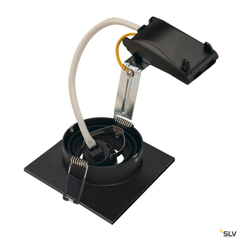 NEW TRIA XL, recessed fitting, QPAR51, square, matt black, max. 50W, incl. clip springs