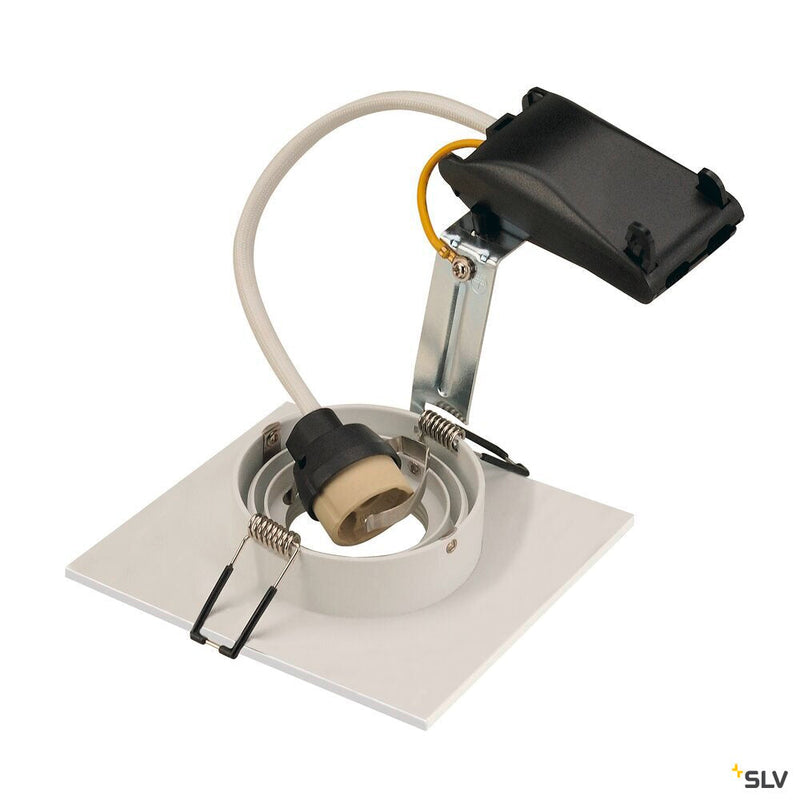 NEW TRIA XL, recessed fitting, QPAR51, square, matt white, max. 50W, incl. clip springs