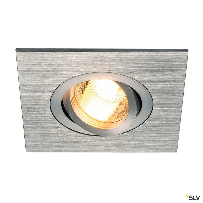 NEW TRIA XL, recessed fitting, QPAR51, square, brushed aluminium, max. 50W, incl. clip springs
