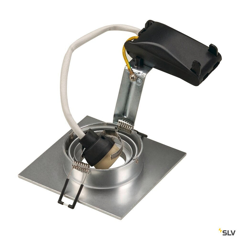 NEW TRIA XL, recessed fitting, QPAR51, square, brushed aluminium, max. 50W, incl. clip springs