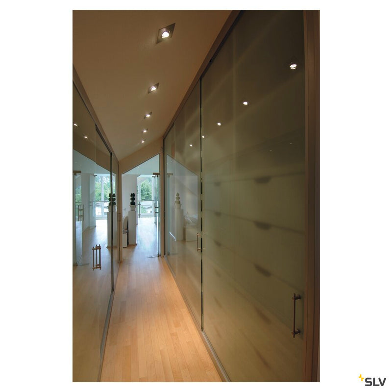 NEW TRIA XL, recessed fitting, QPAR51, square, brushed aluminium, max. 50W, incl. clip springs