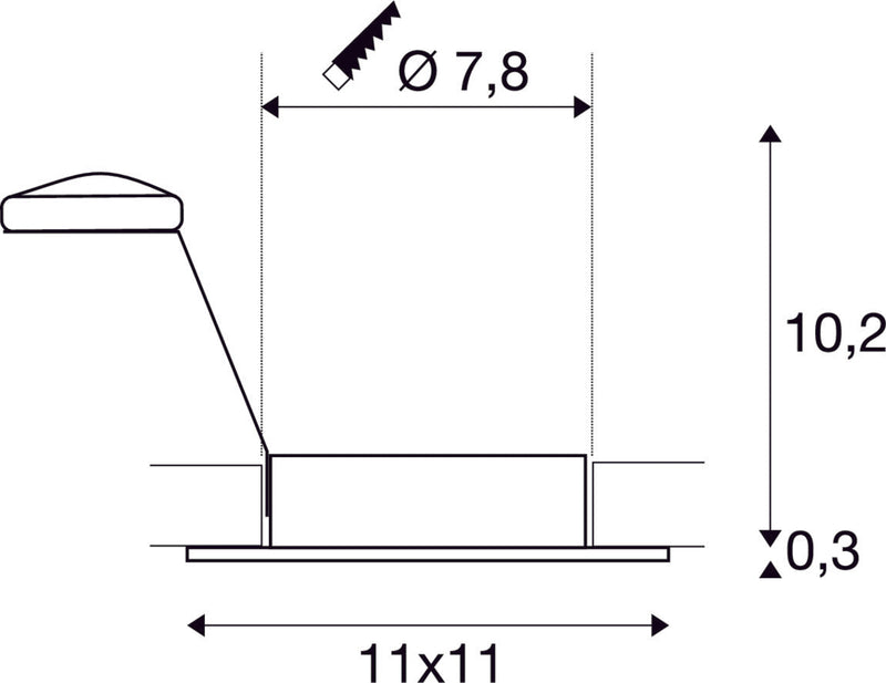 NEW TRIA XL, recessed fitting, QPAR51, square, brushed aluminium, max. 50W, incl. clip springs
