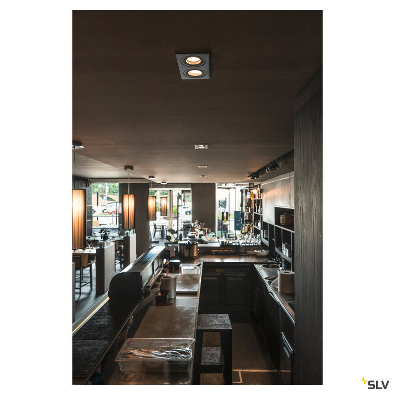 NEW TRIA 2 recessed fitting, double-headed, QPAR51, rectangular, black, max. 100W, incl. clip springs