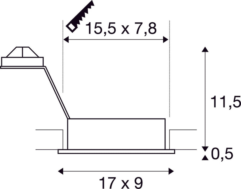 NEW TRIA 2 recessed fitting, double-headed, QPAR51, rectangular, black, max. 100W, incl. clip springs