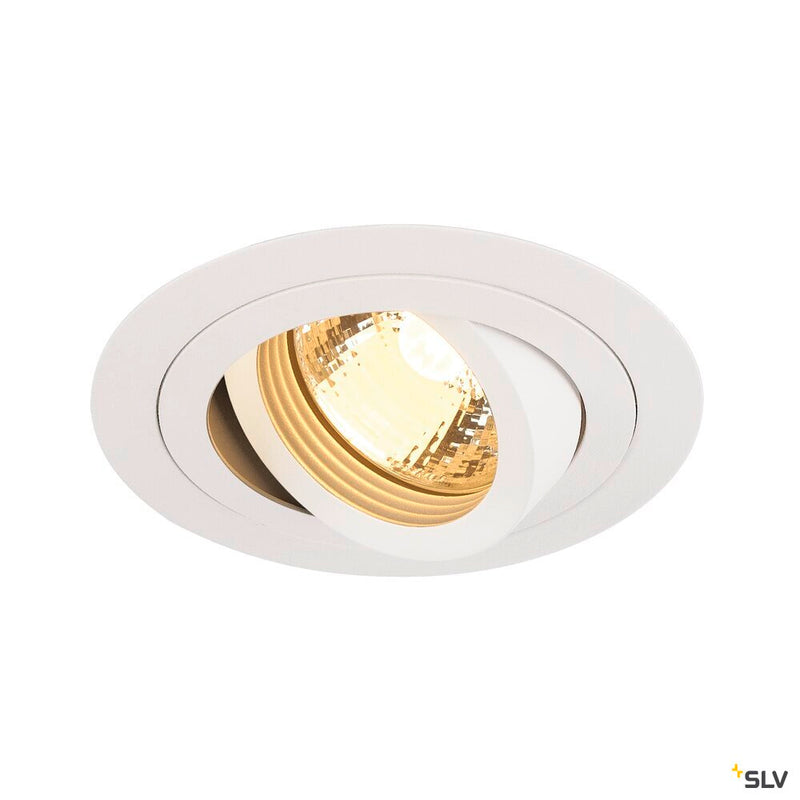 NEW TRIA 1 recessed fitting, single-headed, QPAR51, round, white, max. 50W, incl. clip springs