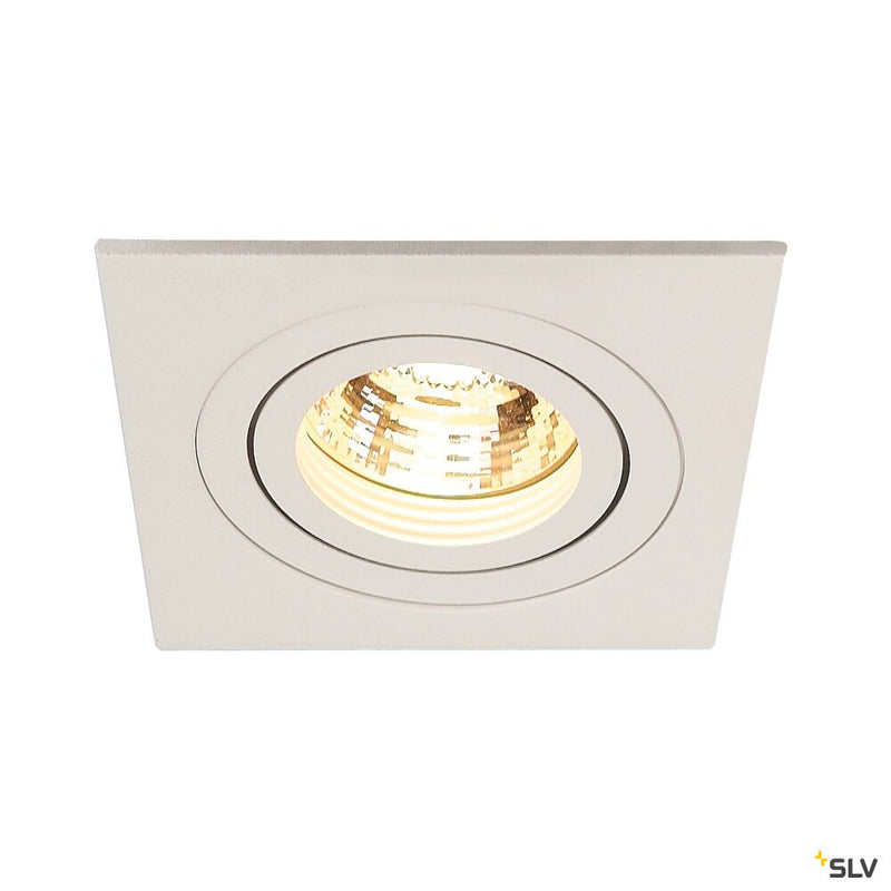 NEW TRIA 1 recessed fitting, single-headed, QPAR51, square, white, max. 50W, incl. clip springs