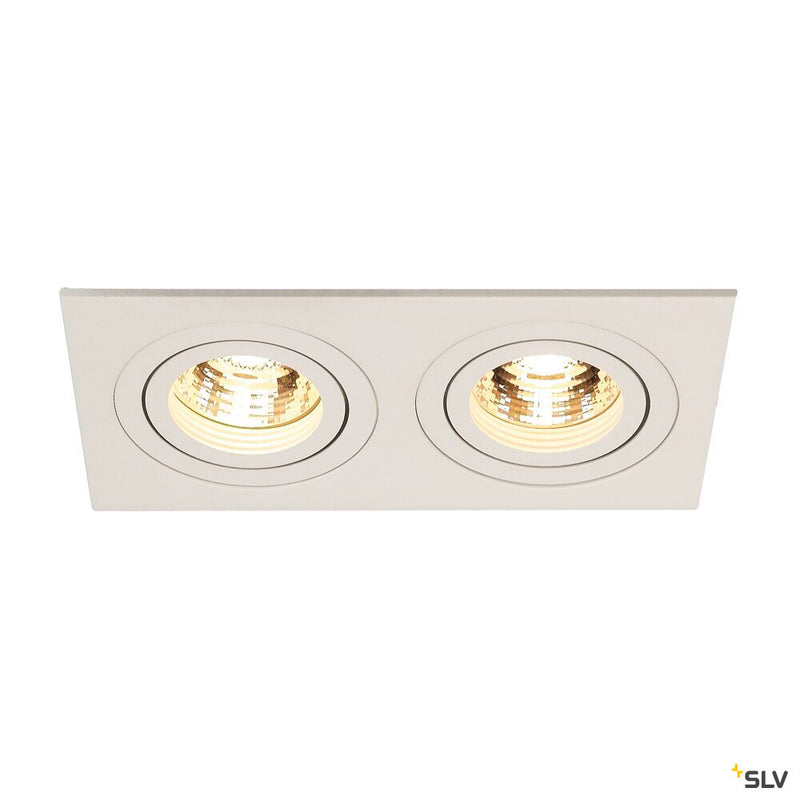 NEW TRIA 2 recessed fitting, double-headed, QPAR51, rectangular, white, max. 100W, incl. clip springs