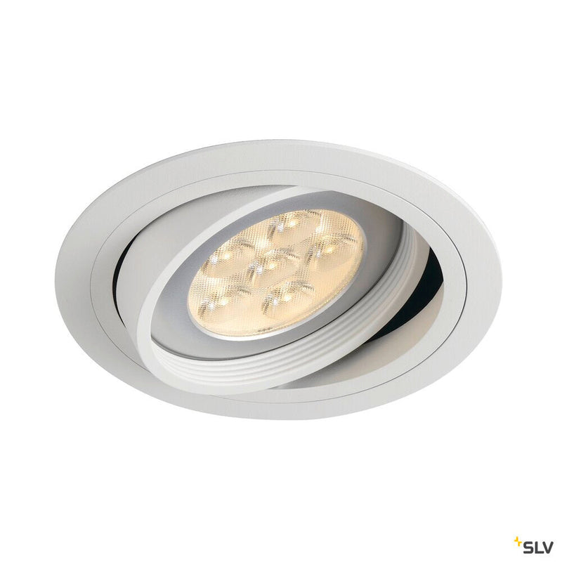 NEW TRIA 1 recessed fitting, single-headed, QPAR111, round, matt white, max. 75W, incl. leaf springs