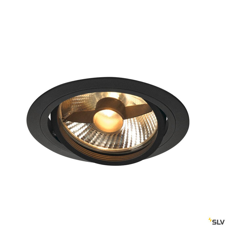 NEW TRIA 1 recessed fitting, single-headed, QPAR111, round, matt black, max. 75W, incl. leaf springs