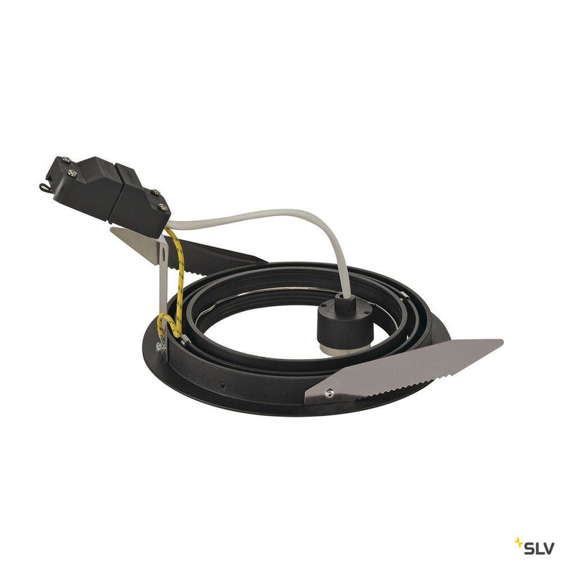 NEW TRIA 1 recessed fitting, single-headed, QPAR111, round, matt black, max. 75W, incl. leaf springs