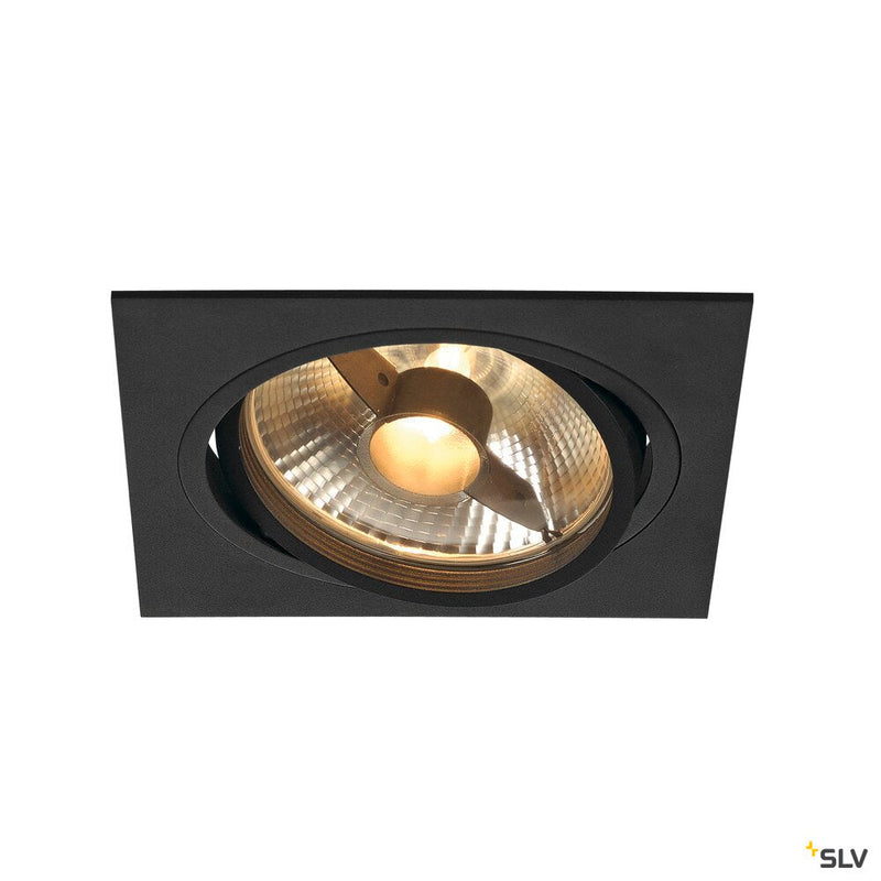 NEW TRIA 1 recessed fitting, single-headed, QPAR111, square, matt black, max. 75W, incl. leaf springs
