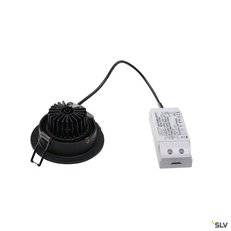 NEW TRIA 1 SET recessed fitting, LED, 2700K, round, matt black, 38°, incl. driver, clip springs