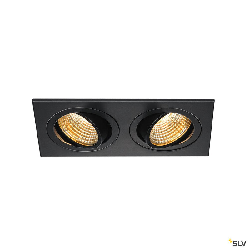 NEW TRIA 2 SET recessed fitting, double-headed LED, 2700K, rectangular, matt black, 38°, 15W, incl. driver, clip springs