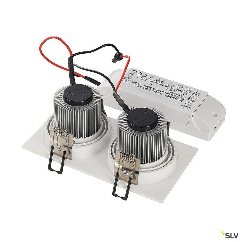 NEW TRIA 2 SET recessed fitting, double-headed LED, 2700K, rectangular, white, 38°, 14.7W, incl. driver, clip springs