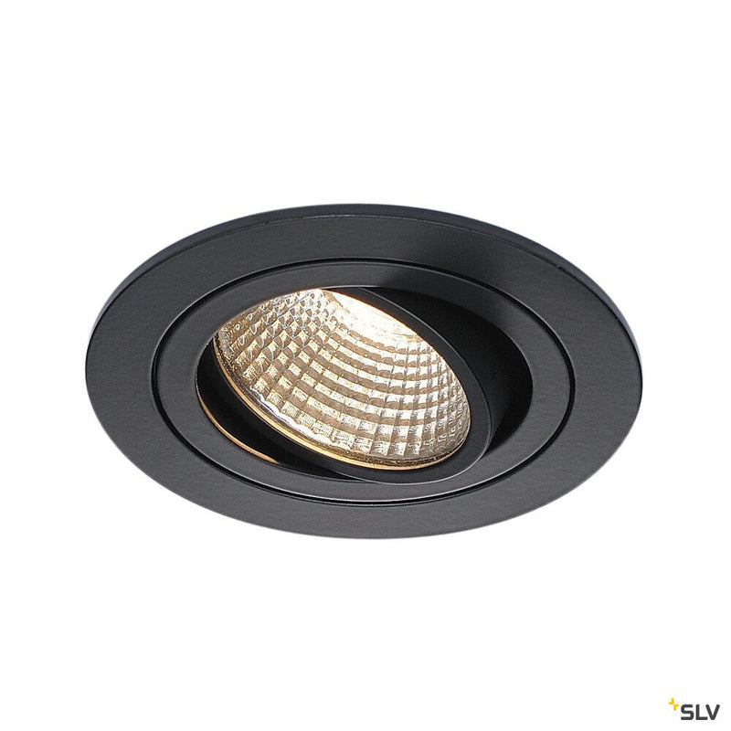 NEW TRIA 1 SET recessed fitting, LED, 3000K, round, matt black, 38°, incl. driver, clip springs