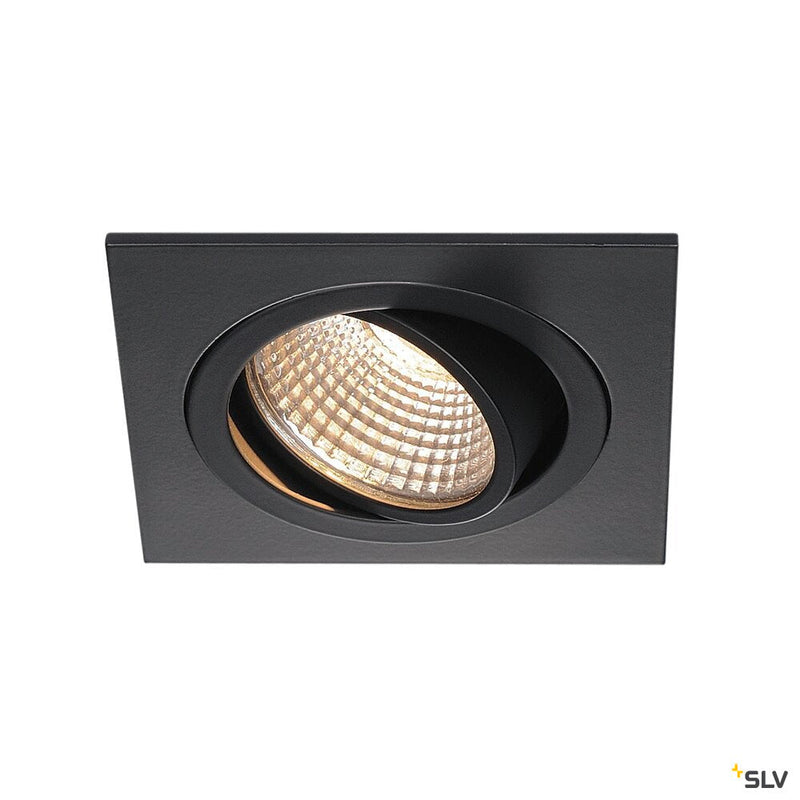 NEW TRIA 1 SET recessed fitting, single-headed LED, 3000K, square, matt black, 38°, 9.1W, incl. driver, clip springs