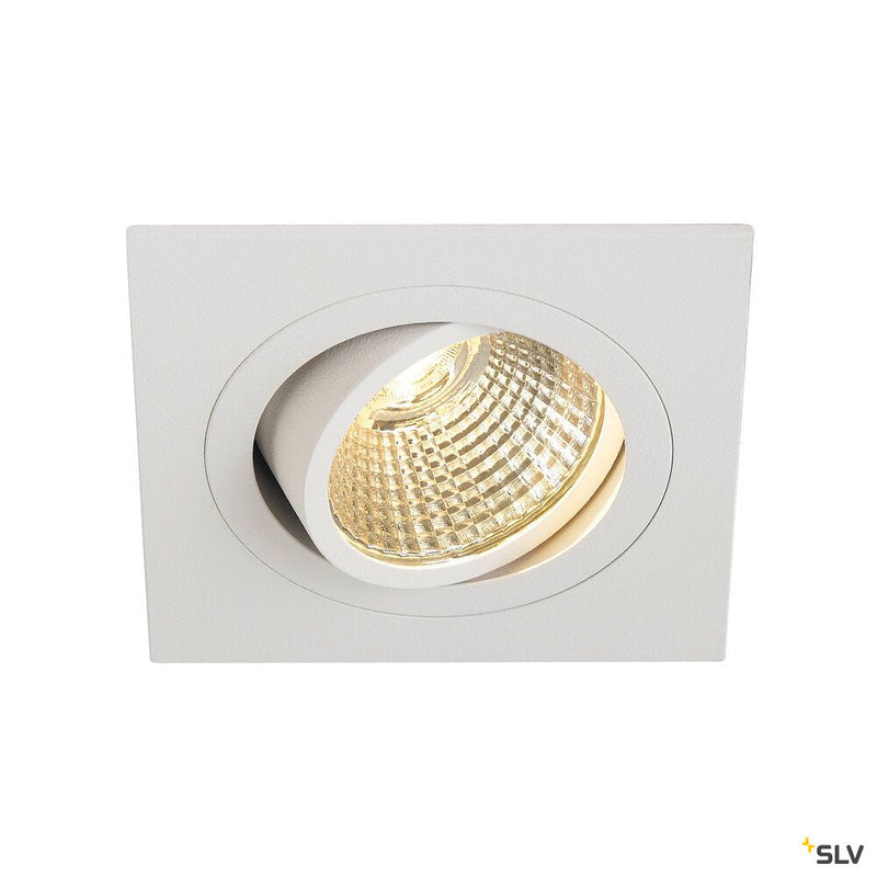 NEW TRIA 1 SET recessed fitting, single-headed LED, 3000K, square, white, 38°, 9.1W, incl. driver, clip springs