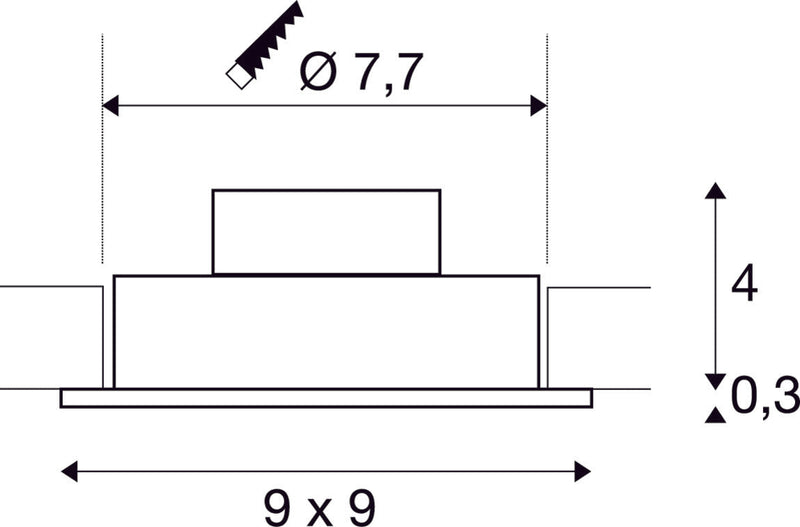 NEW TRIA 1 SET recessed fitting, single-headed LED, 3000K, square, brushed aluminium, 38°, 9.1W, incl. driver, clip springs