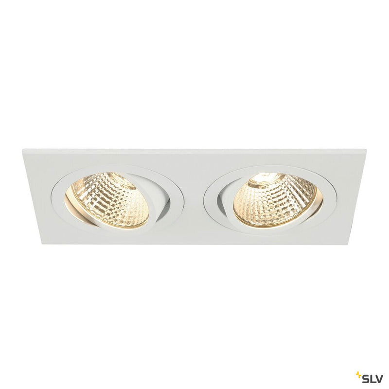 NEW TRIA 2 SET recessed fitting, double-headed LED, 3000K, rectangular, white, 38°, 14.7W, incl. driver, clip springs