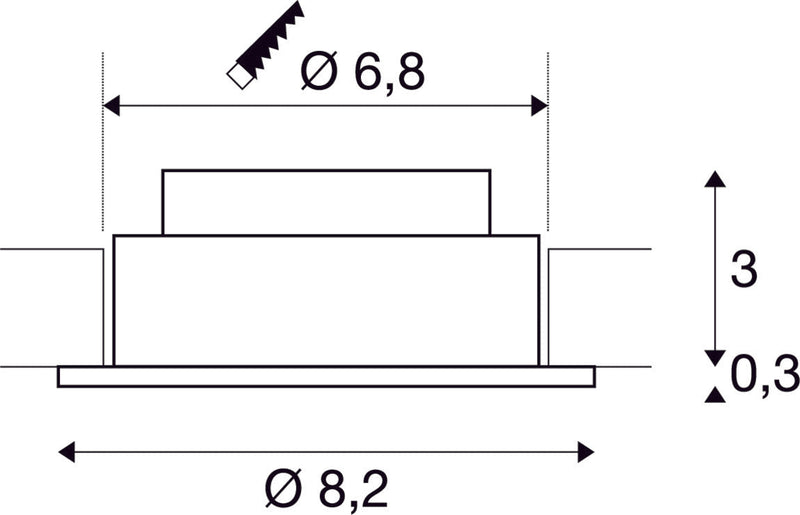 NEW TRIA 68 I CS, Indoor LED recessed ceiling light alu round 3000K 38° incl. driver clip springs