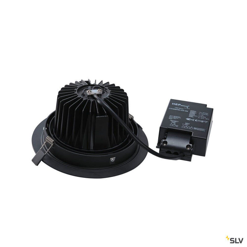 NEW TRIA 1 SET recessed fitting, LED, 2700K, round, black, 30°, 29W, incl. driver, clip springs