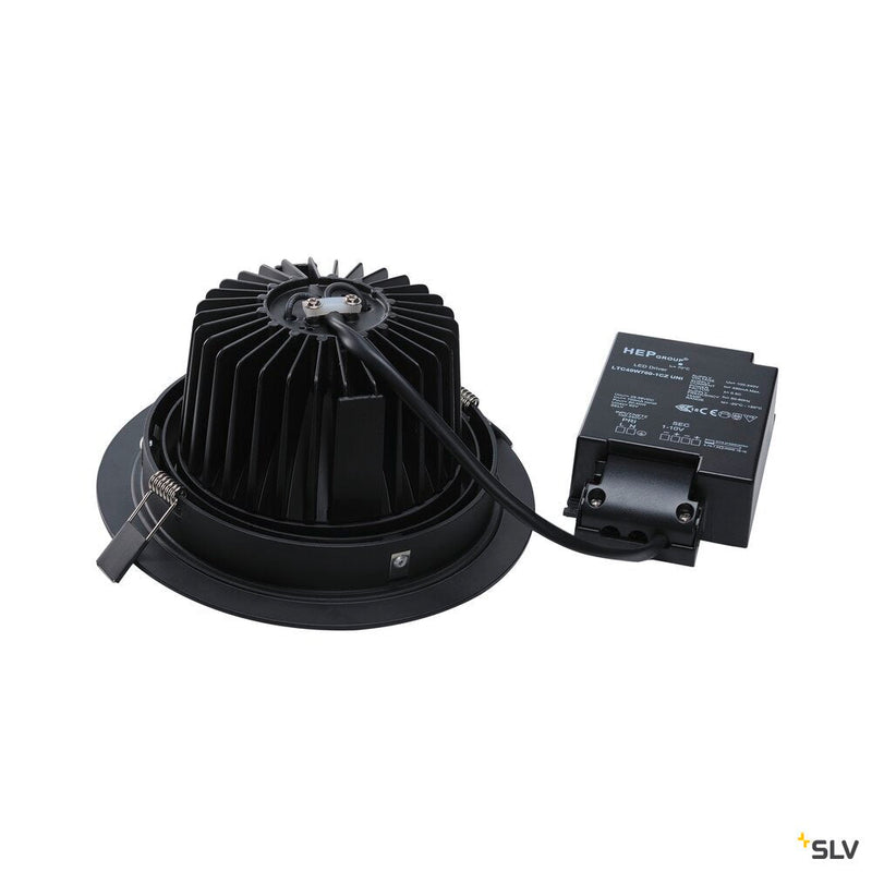 NEW TRIA 1 SET recessed fitting, LED, 3000K, round, black, 30°, 29W, incl. driver, clip springs