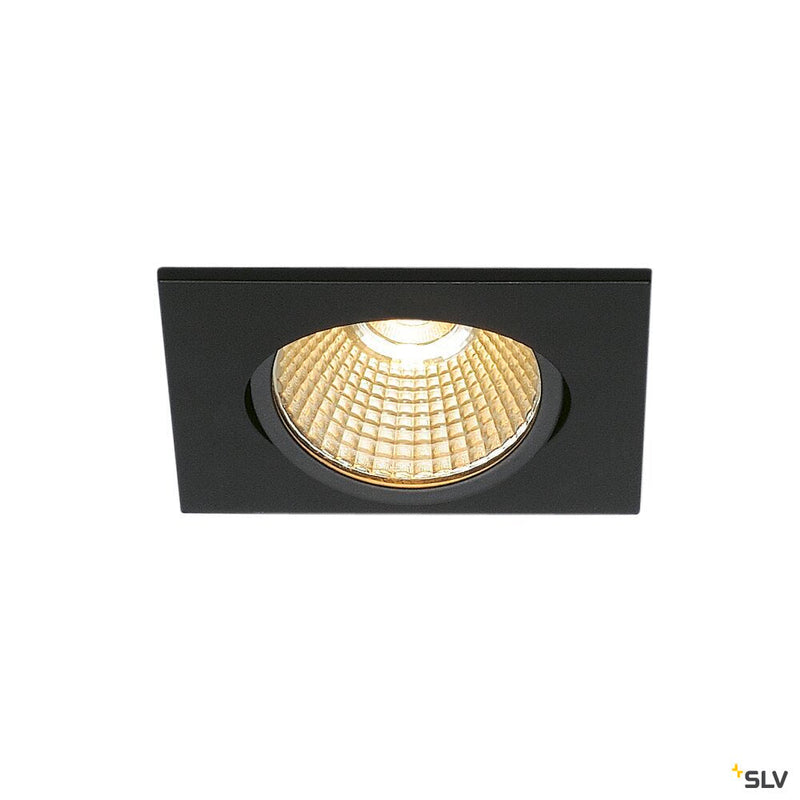 NEW TRIA 68 recessed fitting, LED, 3000K, square, matt black, 38°, 12W, incl. driver, clip springs
