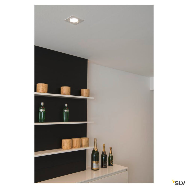 NEW TRIA 68 recessed fitting, LED, 3000K, square, matt white, 38°, 12W, incl. driver, clip springs