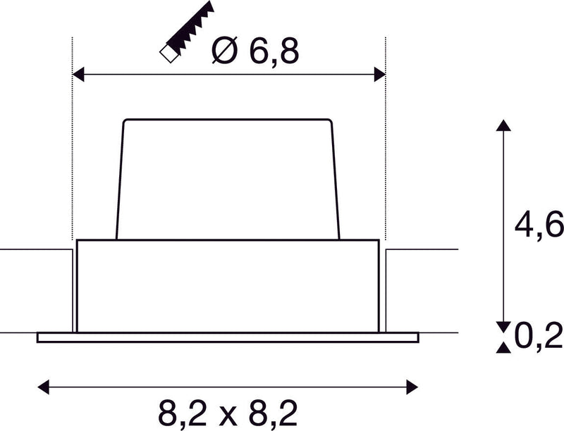 NEW TRIA 68 recessed fitting, LED, 3000K, square, matt white, 38°, 12W, incl. driver, clip springs