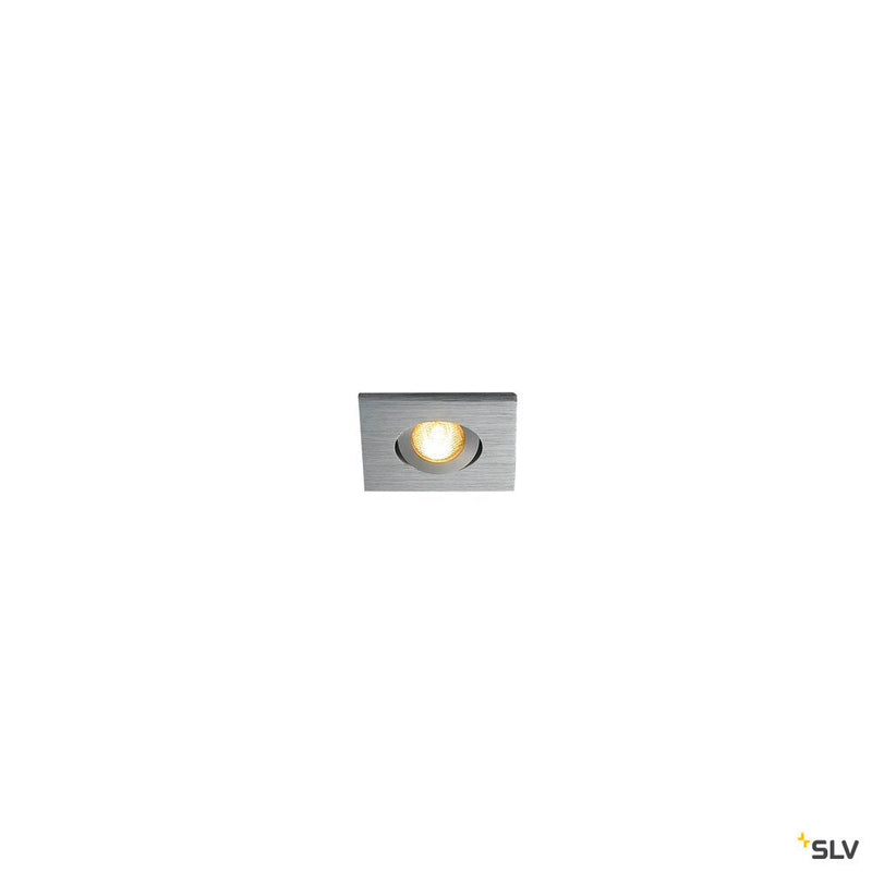 NEW TRIA MINI SET recessed fitting, Power LED, 3000K, square, brushed aluminium, 30°, incl. driver, clip springs