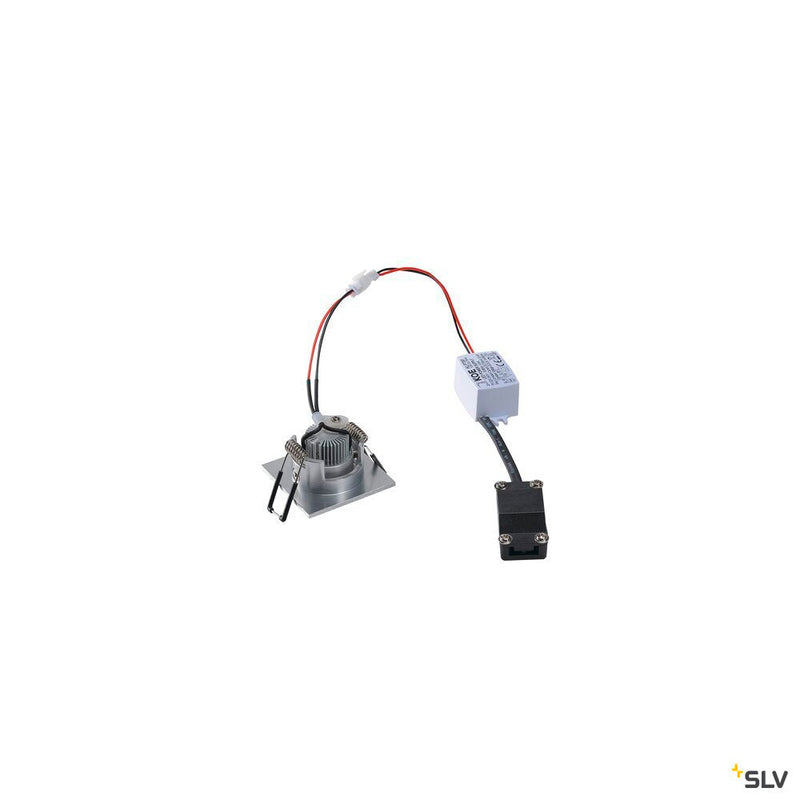 NEW TRIA MINI SET recessed fitting, Power LED, 3000K, square, brushed aluminium, 30°, incl. driver, clip springs