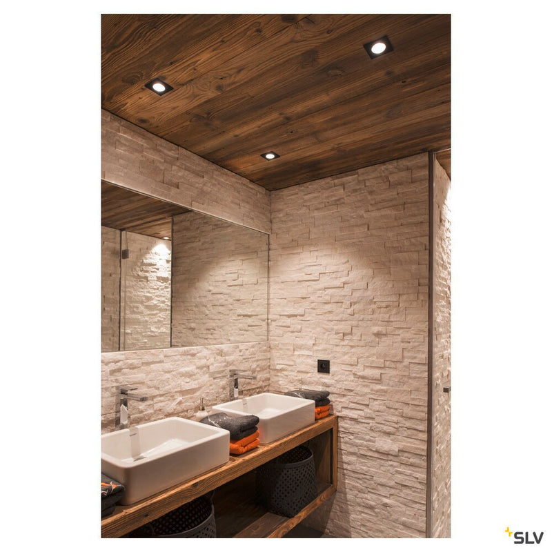 PATTA-I recessed fitting, LED, 3000K, square, matt black, 38°, incl. driver