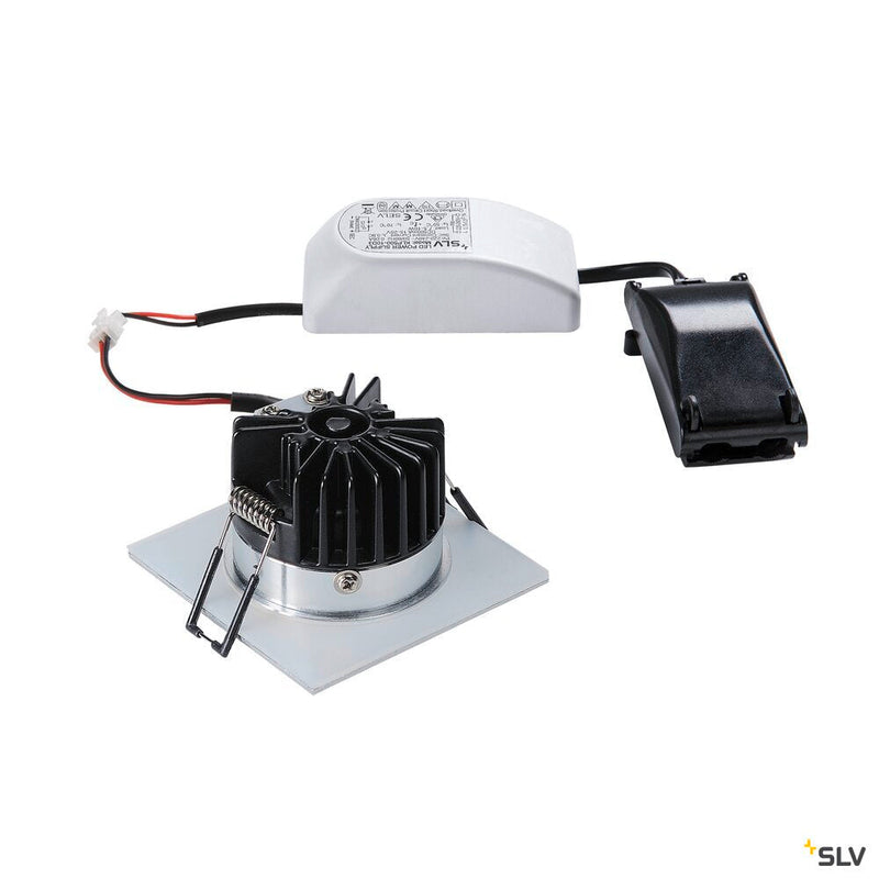 PATTA-I, recessed fitting, LED, 3000K, square, brushed aluminium, 38°, incl. driver