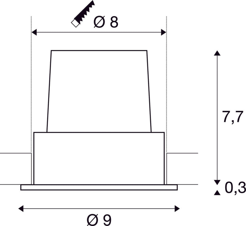 H-LIGHT 2, recessed fitting, LED, 2700K, oval, black, 20°, 11,5W, incl. driver, clip spring
