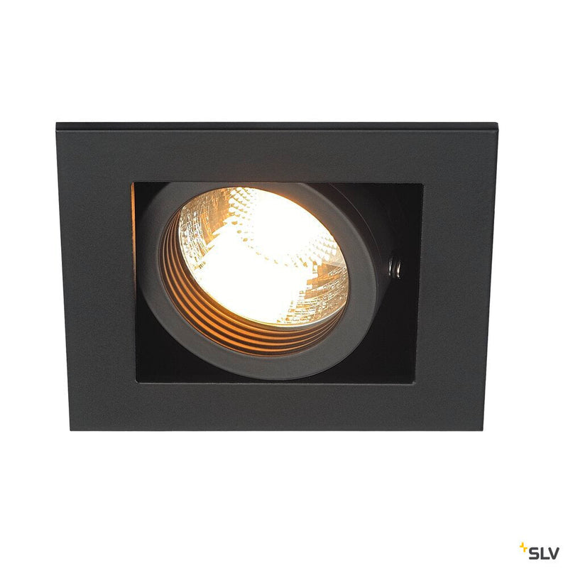KADUX, recessed fitting, single-headed, QPAR51, square, matt black, max. 50W, incl. clip springs