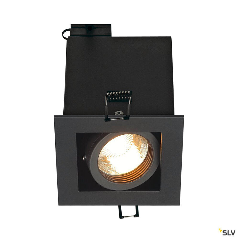 KADUX, recessed fitting, single-headed, QPAR51, square, matt black, max. 50W, incl. clip springs