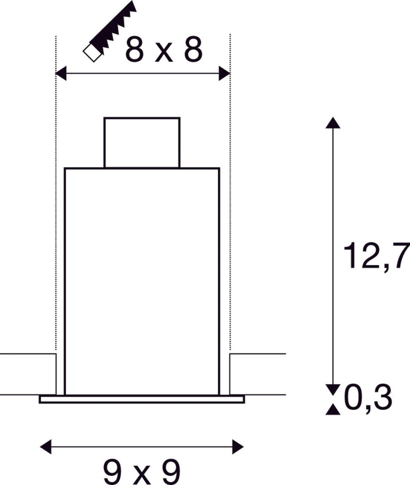 KADUX 1 recessed fitting, single-headed, QPAR51, square, matt white, max. 50W, incl. clip springs