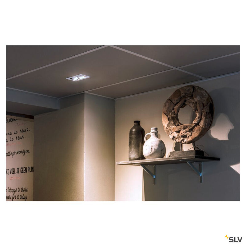 KADUX 2 recessed fitting, double-headed, QPAR51, rectangular, matt white, max. 100W, incl. clip springs