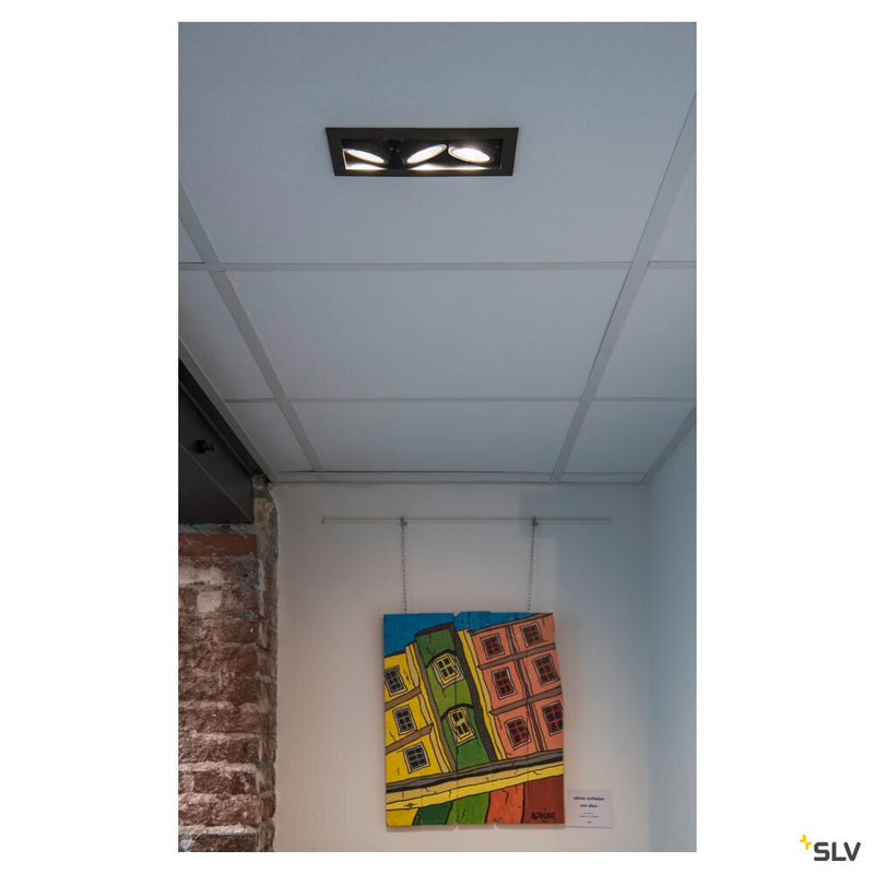 KADUX 3 SET recessed fitting, triple-headed LED, 3000K, rectangular, matt black, 38°, 22W, incl. driver