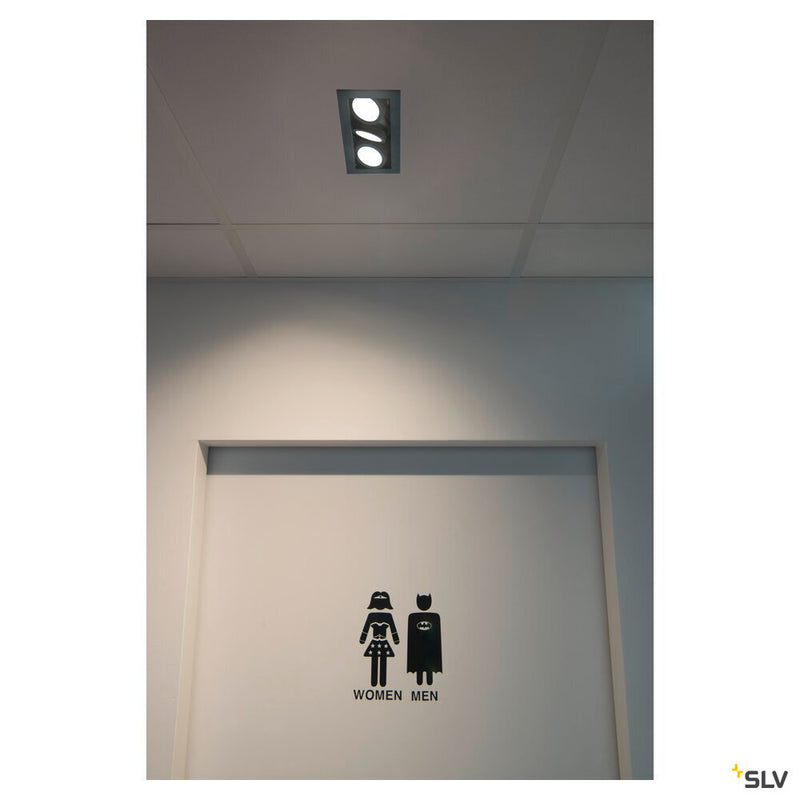 KADUX 3 SET recessed fitting, triple-headed LED, 3000K, rectangular, matt black, 38°, 22W, incl. driver